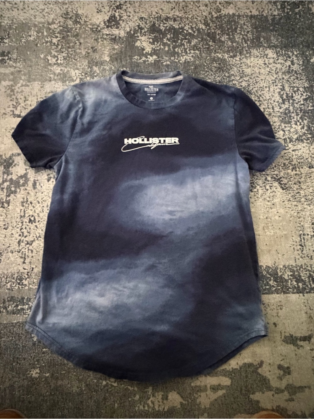 Hollister Navy Blue Ombre Logo Short Sleeve Tee